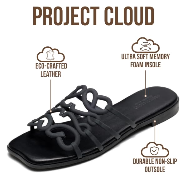 Project Cloud Women's | 100% Eco Leather Womens Sandals | Memory Foam | Lightweight | Non-Slip - Lisa - Project Cloud - Sandals -Shop Project Cloud premium footwear Now!