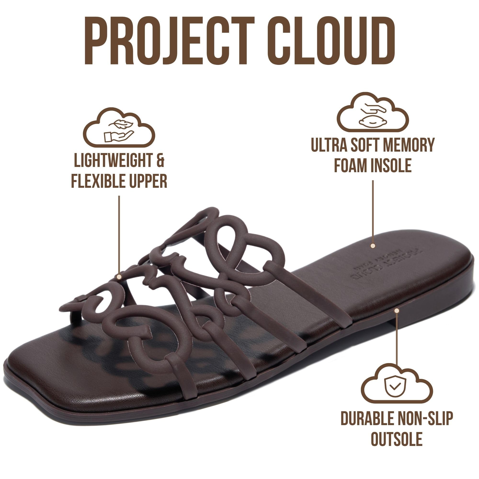 Project Cloud Women's | 100% Eco Leather Womens Sandals | Memory Foam | Lightweight | Non-Slip - Lisa