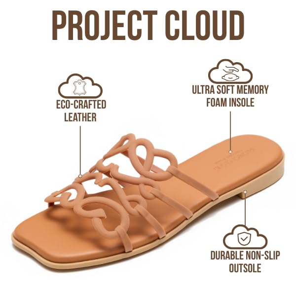 Project Cloud Women's | 100% Eco Leather Womens Sandals | Memory Foam | Lightweight | Non-Slip - Lisa - Project Cloud - Sandals -Shop Project Cloud premium footwear Now!