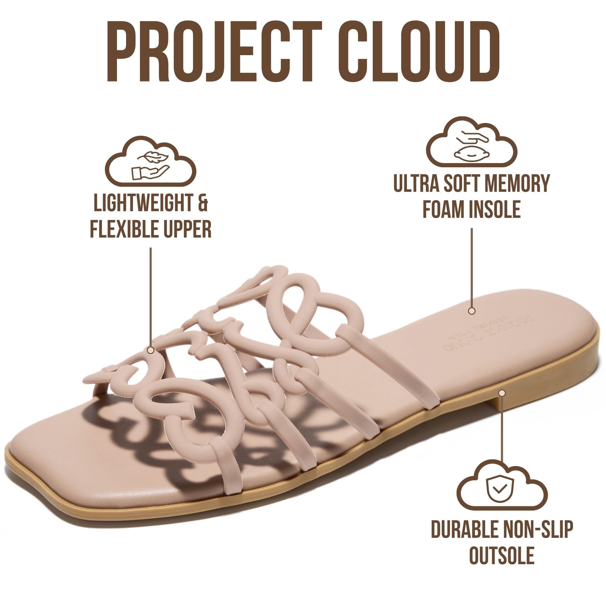 Project Cloud Women's | 100% Eco Leather Womens Sandals | Memory Foam | Lightweight | Non-Slip - Lisa