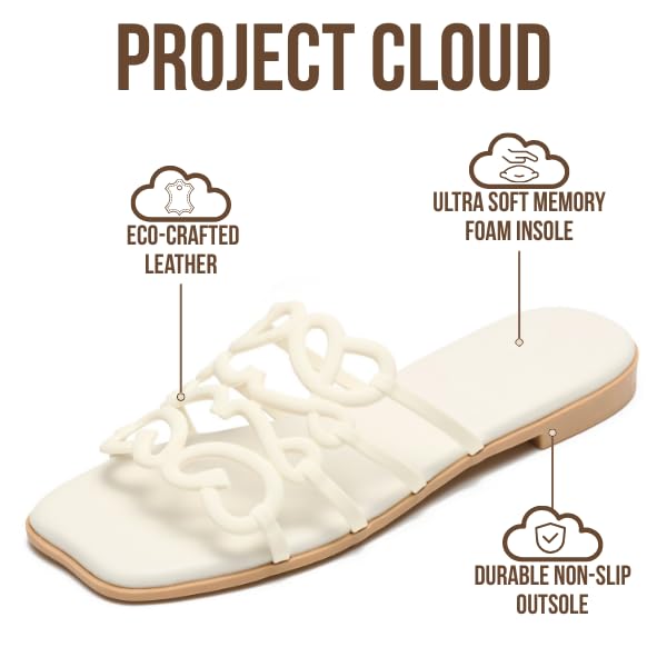Project Cloud Women's | 100% Eco Leather Womens Sandals | Memory Foam | Lightweight | Non-Slip - Lisa - Project Cloud - Sandals -Shop Project Cloud premium footwear Now!