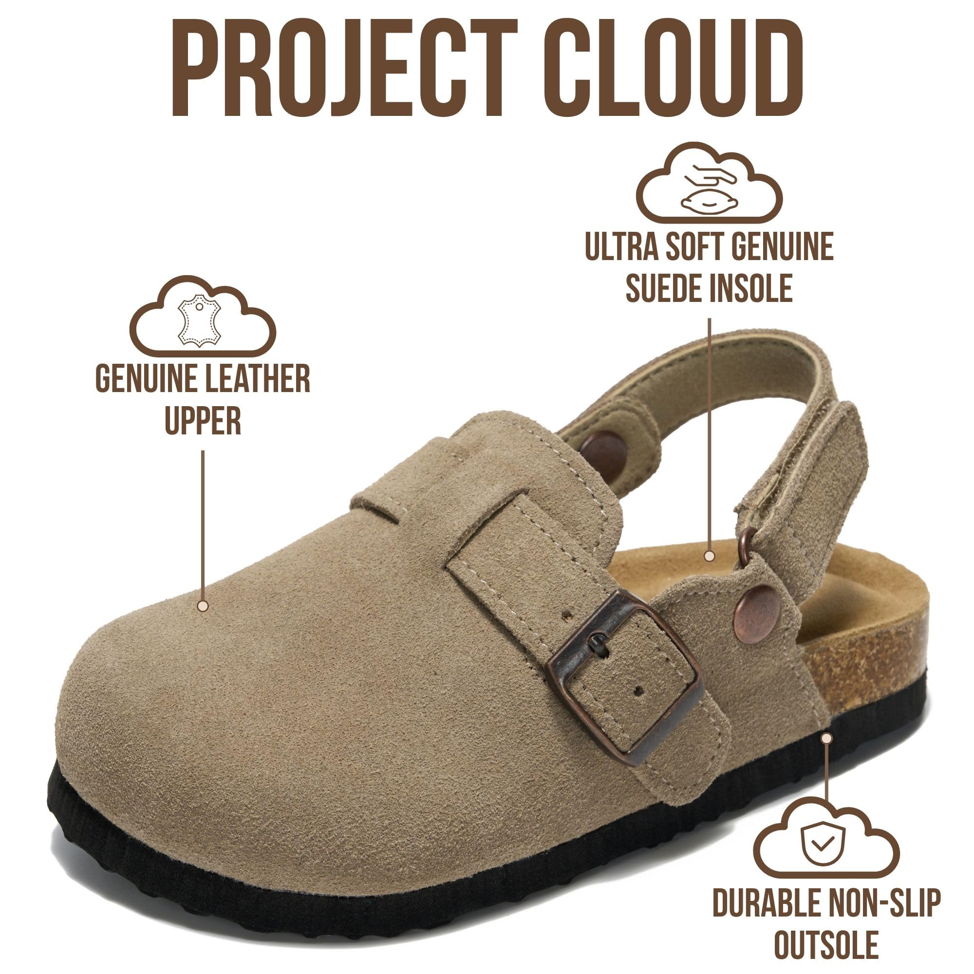 Project Cloud Kids | Genuine Leather Clogs | ProjectPlush | Lightweight | Non-Slip - Little Benton Strap