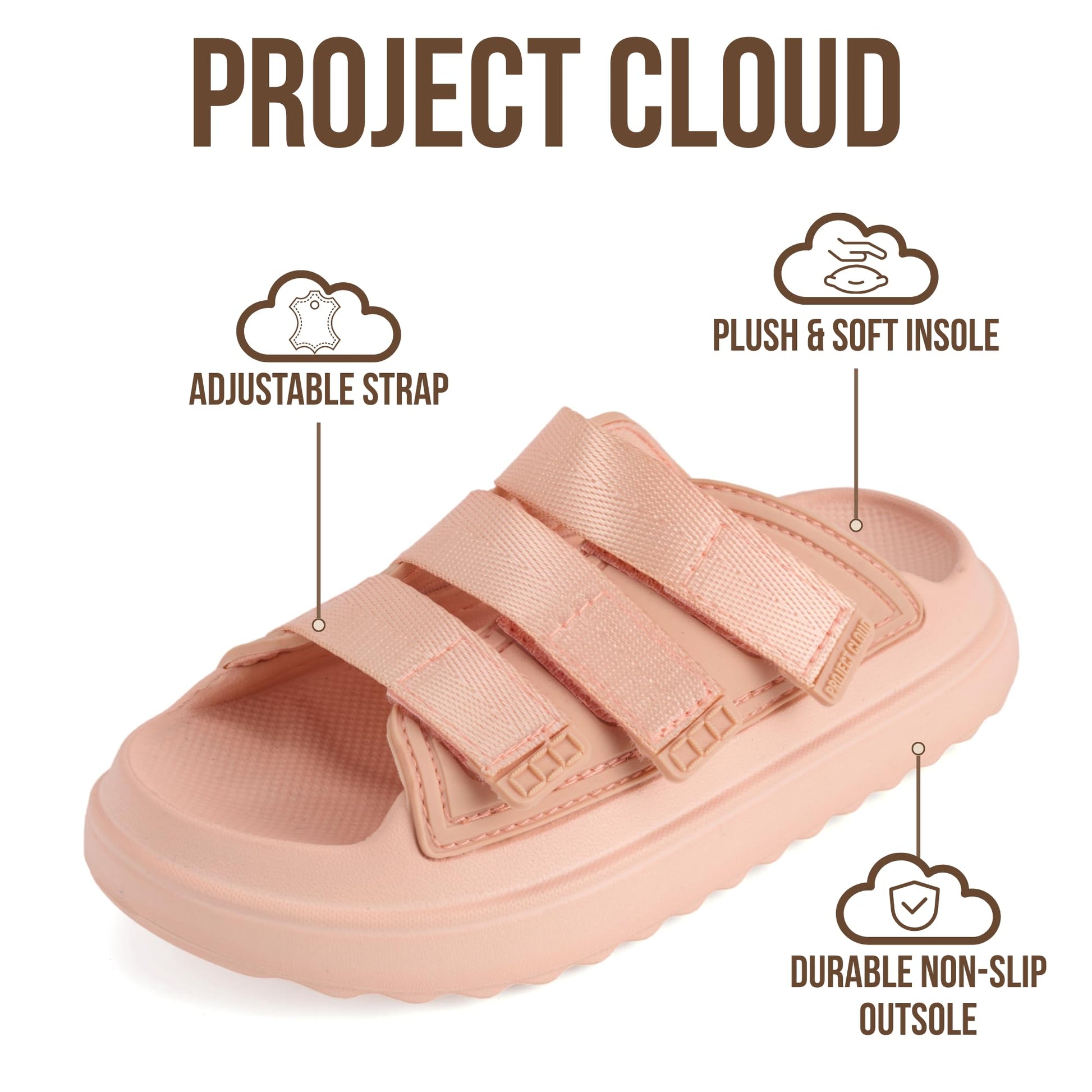Project Cloud Kids Sandals | Girls Slides for All-Day Comfort | Plush & Soft Insole | Lightweight | Non-Slip - Little Flowy - Project Cloud - Sandals -Shop Project Cloud premium footwear Now!