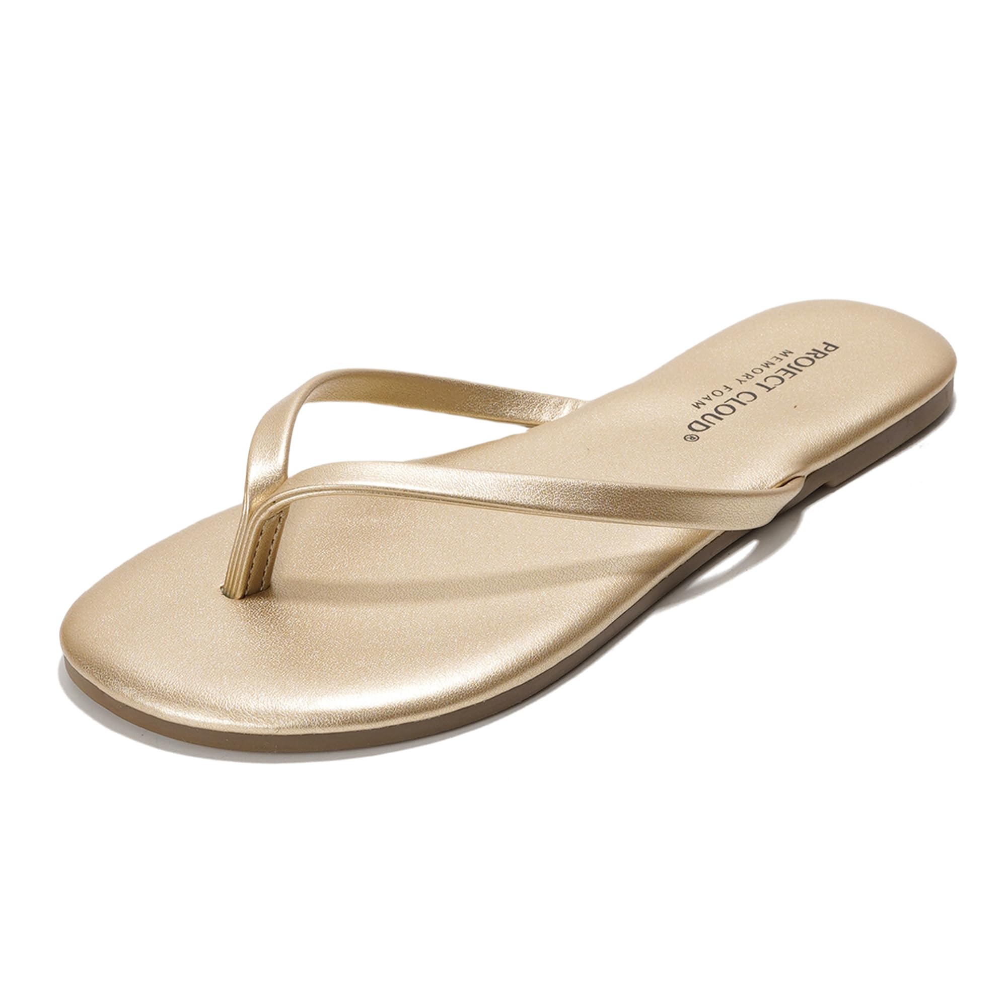 Project Cloud Little Foundations gold vegan leather sandals. Featuring ProjectPlush memory foam for comfort and style.