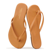 Tan Project Cloud Little Foundations kids flip-flops with ProjectPlush memory foam, vegan leather sandals.