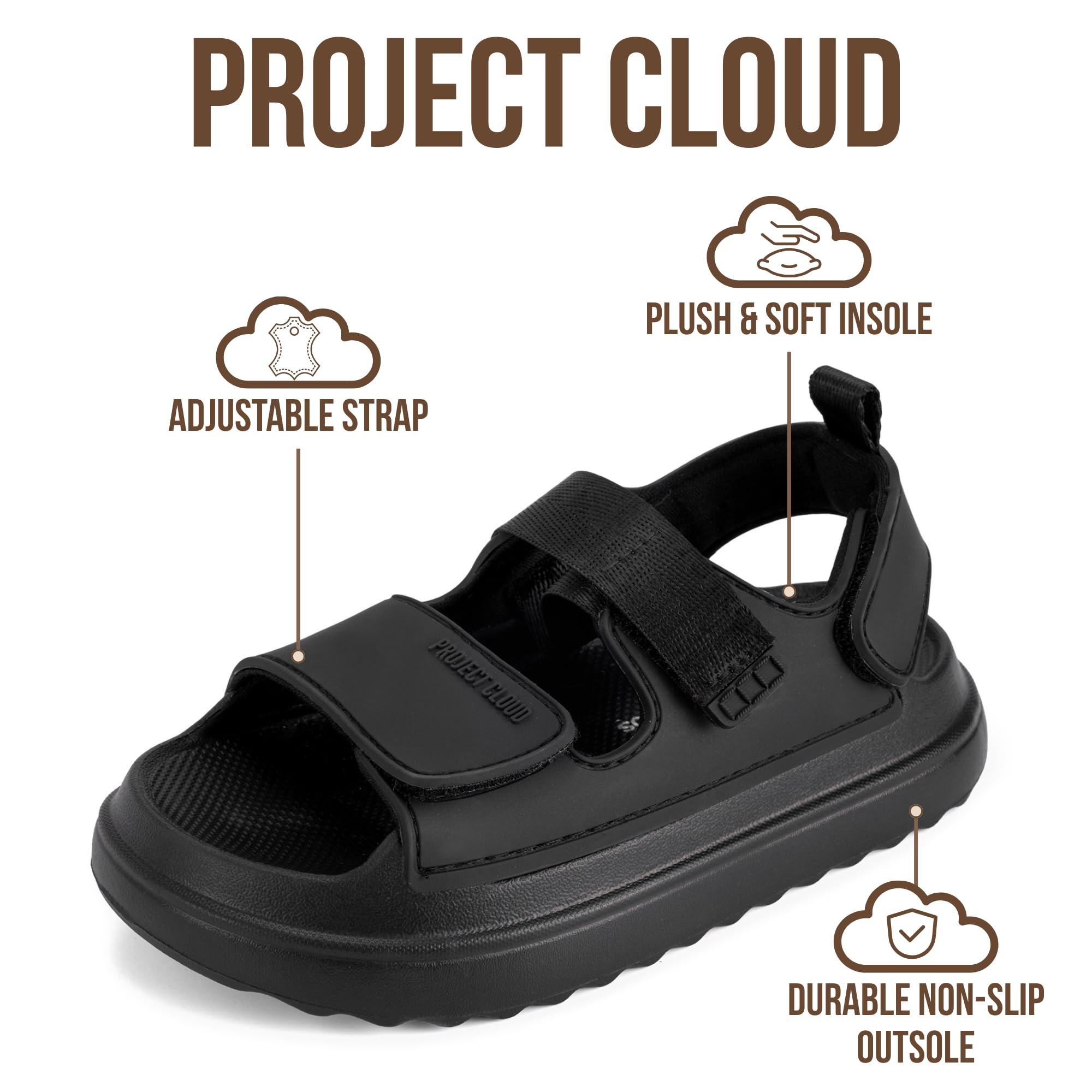 Project Cloud Kids Sandals | Adjustable Straps Kids Sandals | Plush & Soft Insole | Lightweight | Non-Slip - Little Goldie - Project Cloud - Sandals -Shop Project Cloud premium footwear Now!