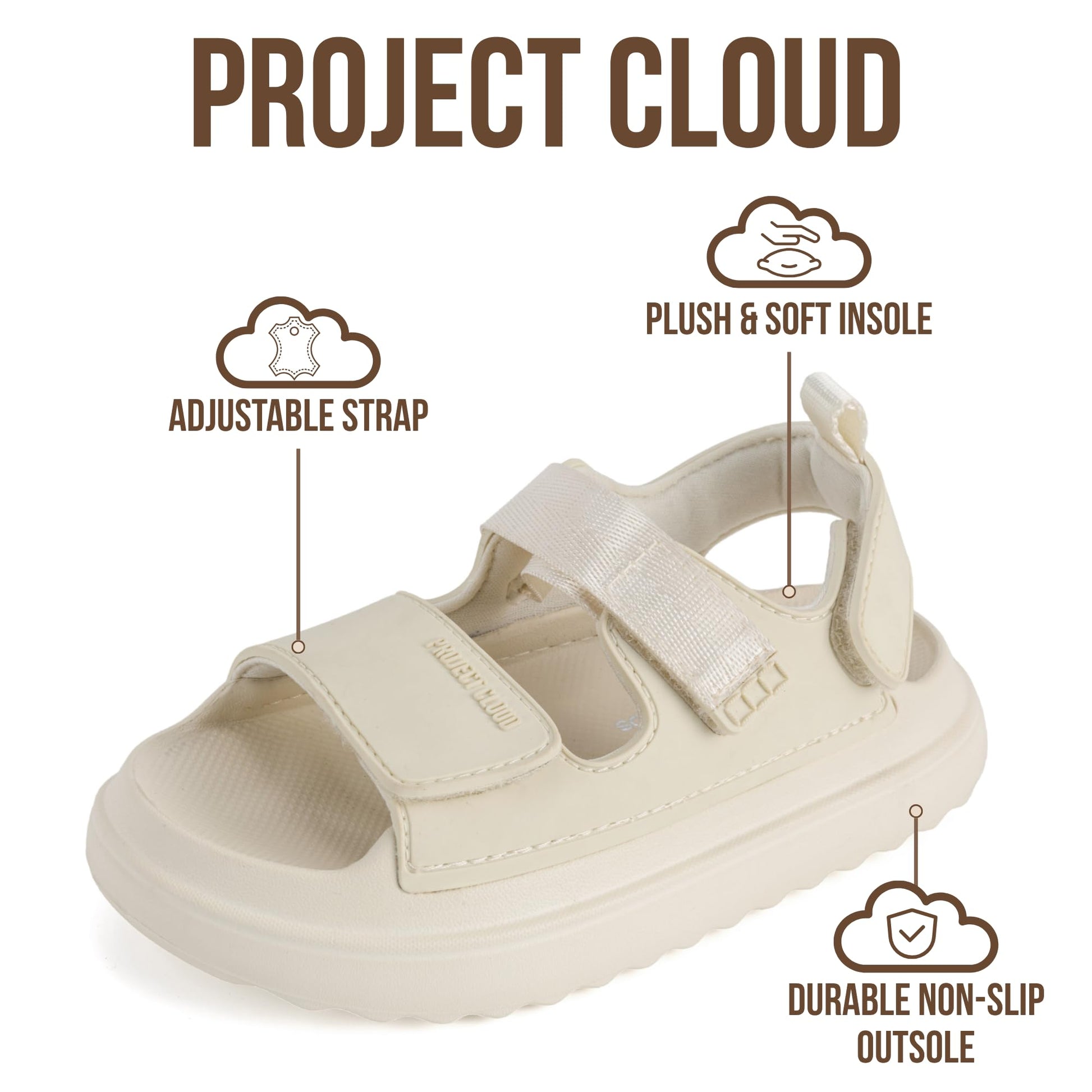 Project Cloud Kids Sandals | Adjustable Straps Kids Sandals | Plush & Soft Insole | Lightweight | Non-Slip - Little Goldie - Project Cloud - Sandals -Shop Project Cloud premium footwear Now!