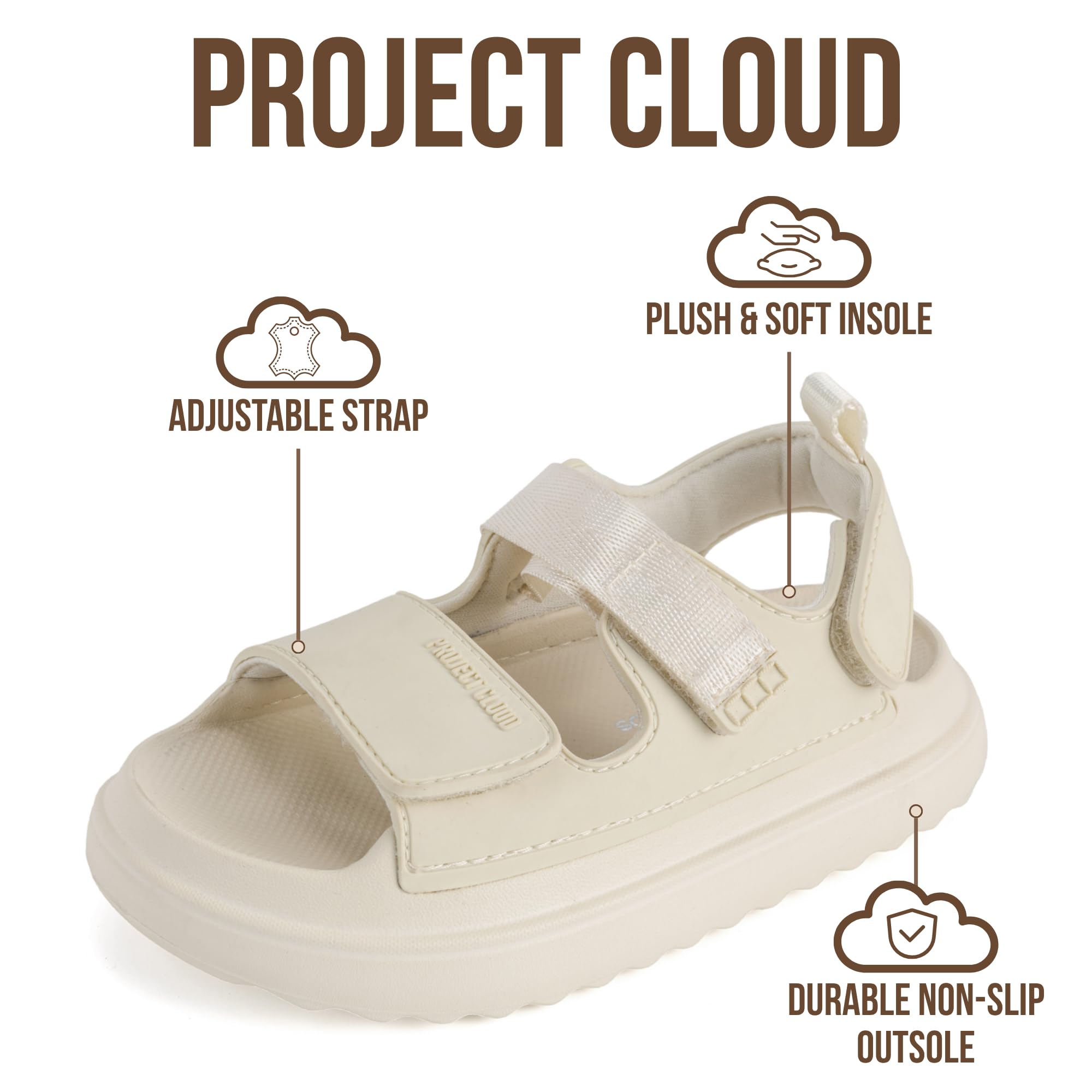 Project Cloud Kids Sandals | Adjustable Straps Kids Sandals | Plush & Soft Insole | Lightweight | Non-Slip - Little Goldie - Project Cloud - Sandals -Shop Project Cloud premium footwear Now!