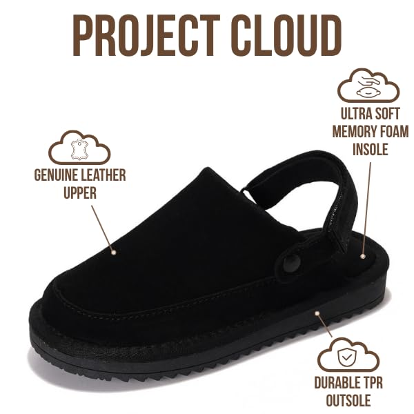 Project Cloud Kids | Genuine Suede Clogs with Back strap | Lightweight | Non-Slip - Little Goldstar