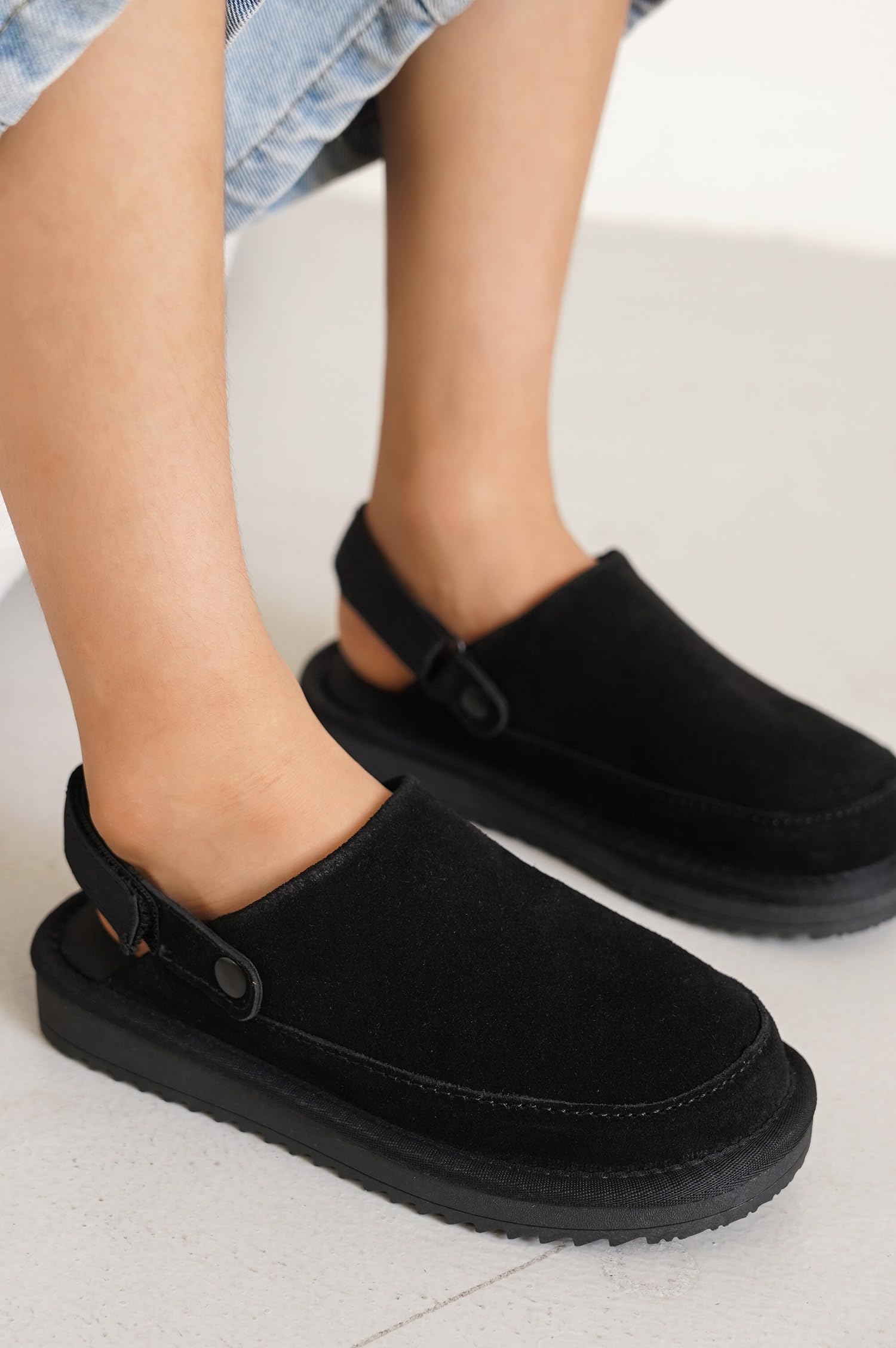 Project Cloud Kids | Genuine Suede Clogs with Back strap | Lightweight | Non-Slip - Little Goldstar