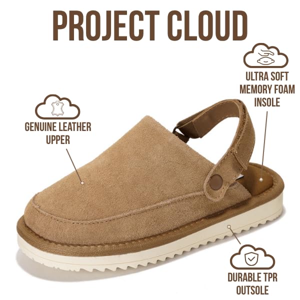 Project Cloud Kids | Genuine Suede Clogs with Back strap | Lightweight | Non-Slip - Little Goldstar