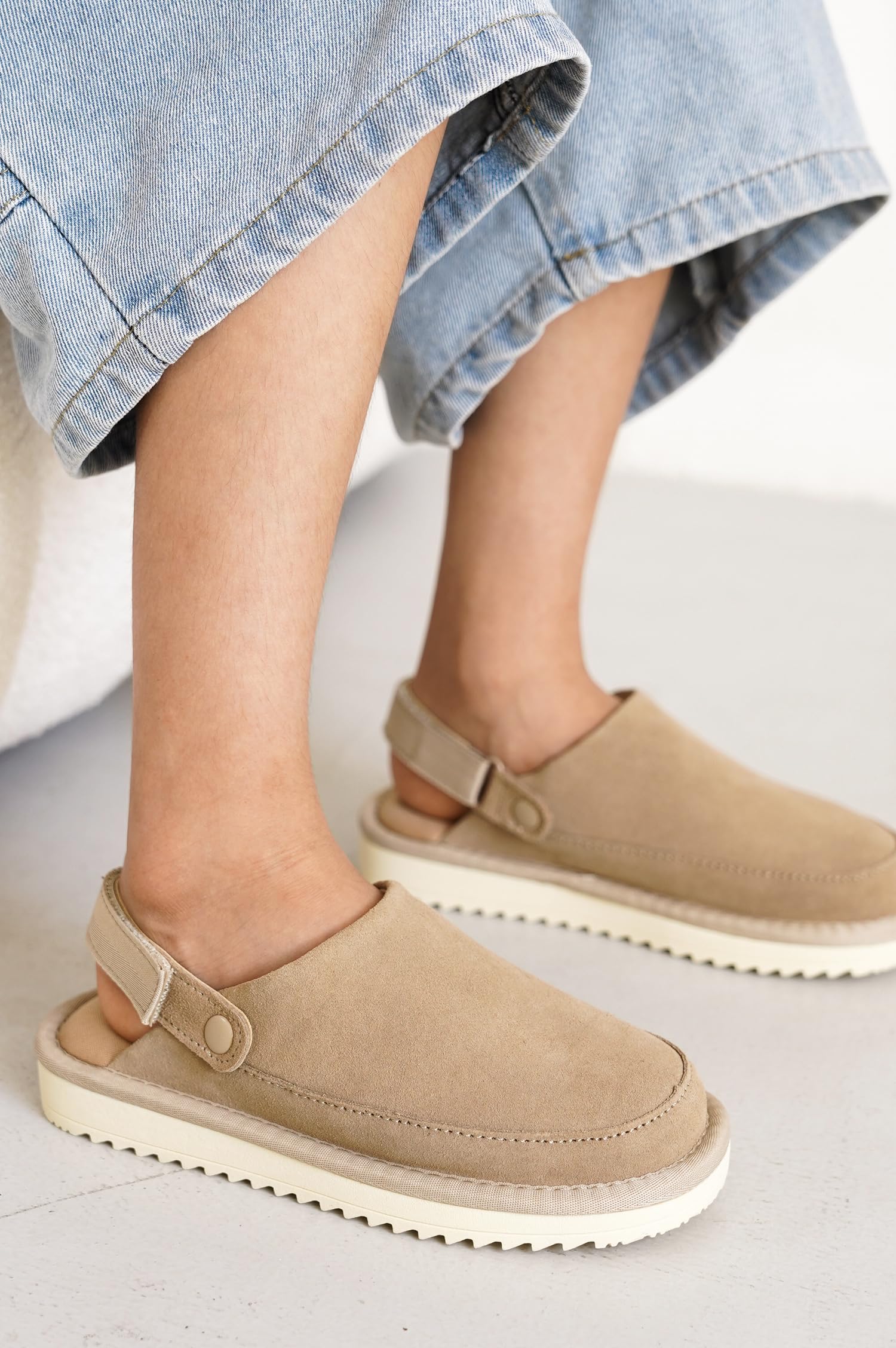 Project Cloud Kids | Genuine Suede Clogs with Back strap | Lightweight | Non-Slip - Little Goldstar
