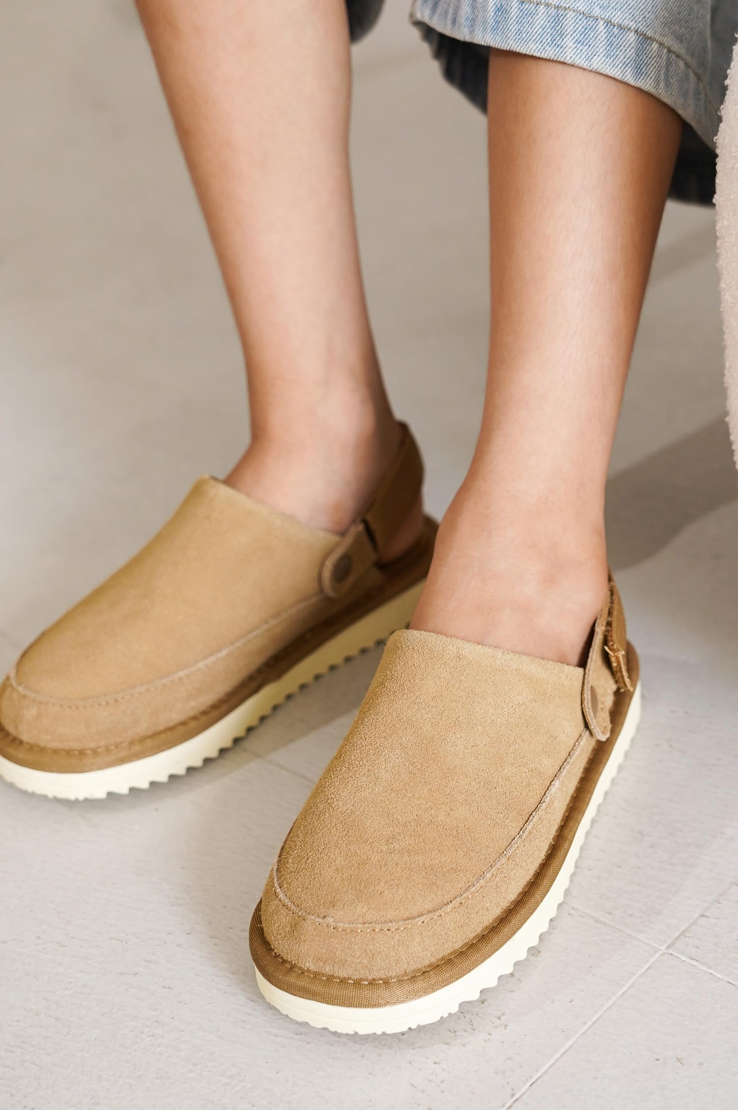 Project Cloud Kids | Genuine Suede Clogs with Back strap | Lightweight | Non-Slip - Little Goldstar