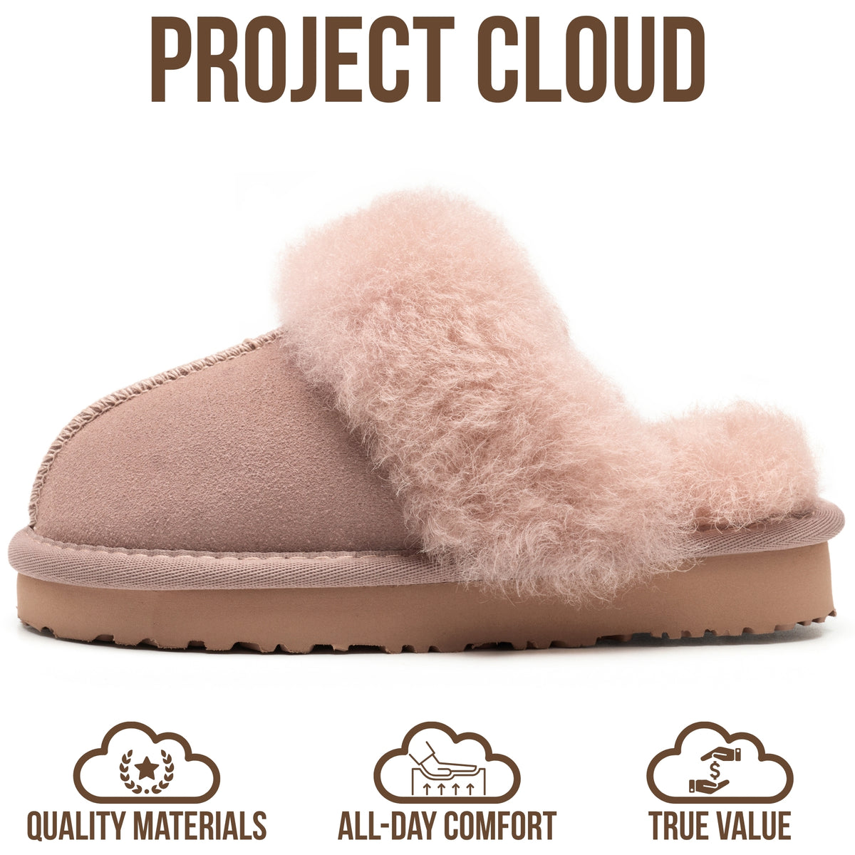 Project Cloud Kids | 100% Genuine Leather Fuzzy Slippers for Girls & Boys | Memory Foam Insole | Lightweight | Non-Slip - Little Henka