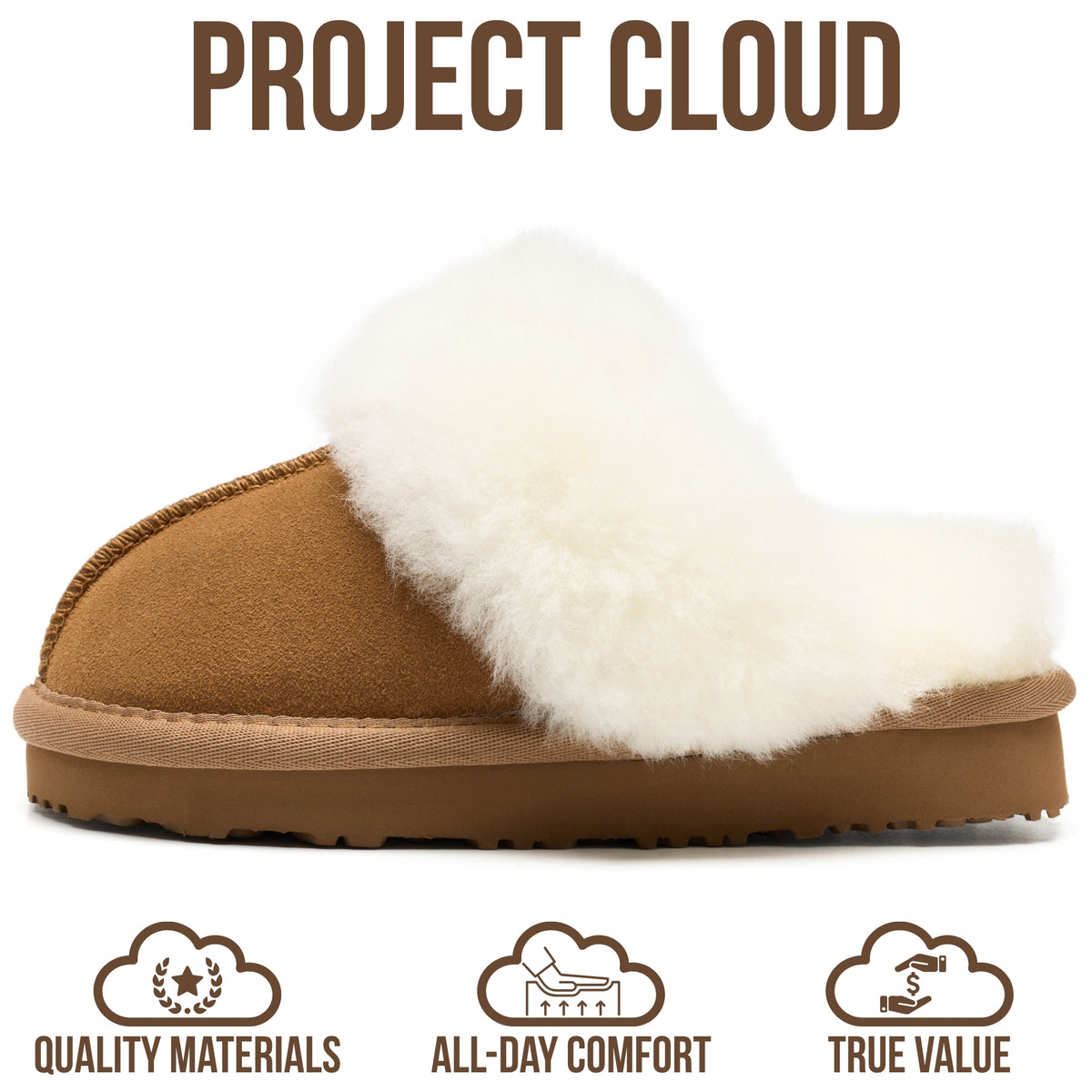 Project Cloud Kids | 100% Genuine Leather Fuzzy Slippers for Girls & Boys | Memory Foam Insole | Lightweight | Non-Slip - Little Henka