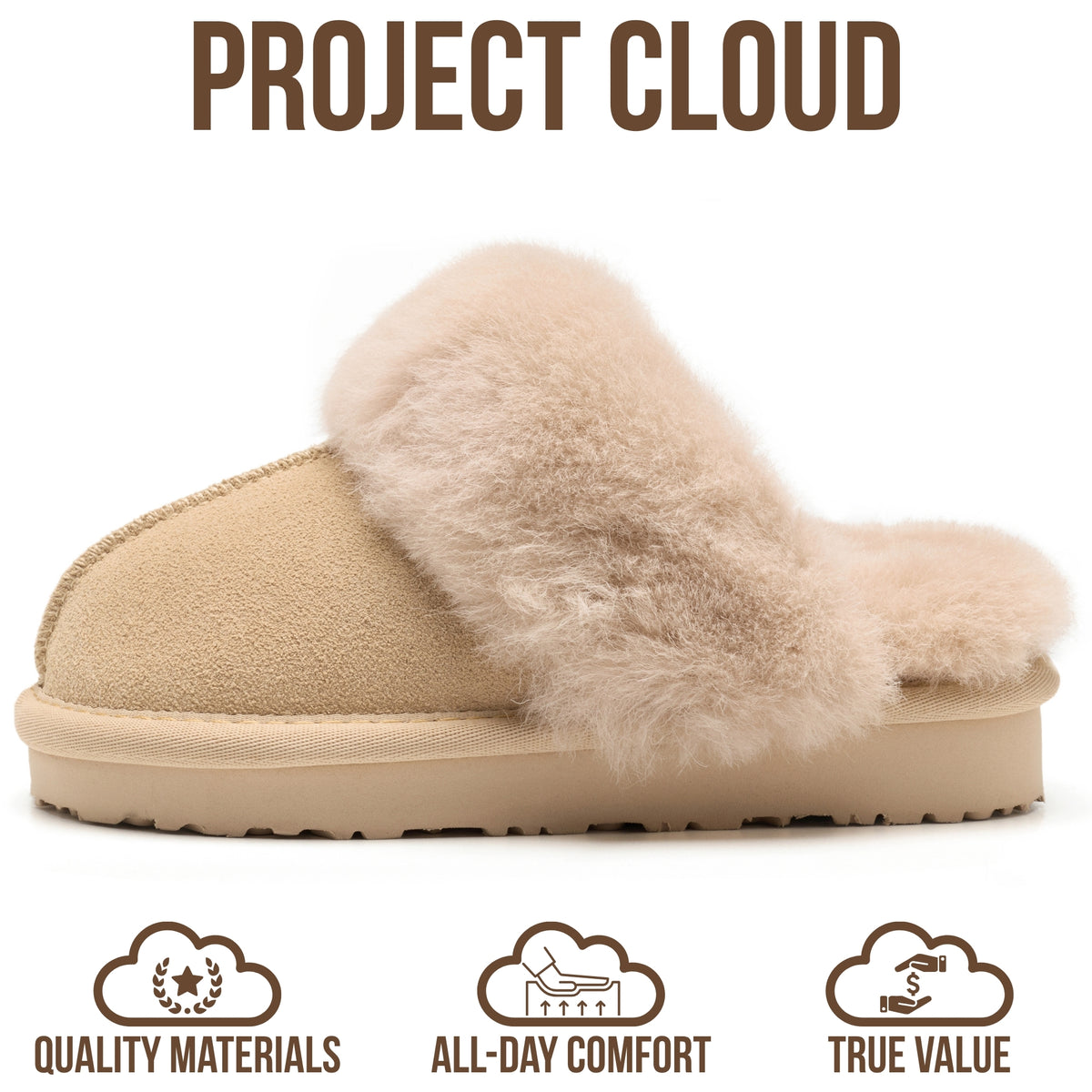 Project Cloud Kids | 100% Genuine Leather Fuzzy Slippers for Girls & Boys | Memory Foam Insole | Lightweight | Non-Slip - Little Henka