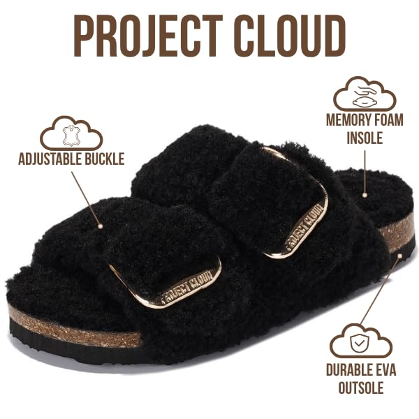 Project Cloud | "Little Santorini" Fur Kids Sandals with Adjustable Buckle | Water Resistant | ProjectPlush | Lightweight | Non-Slip