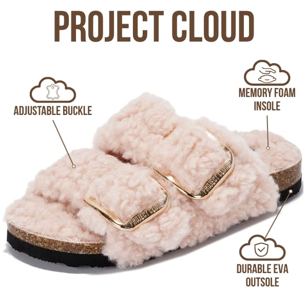 Project Cloud | "Little Santorini" Fur Kids Sandals with Adjustable Buckle | Water Resistant | ProjectPlush | Lightweight | Non-Slip