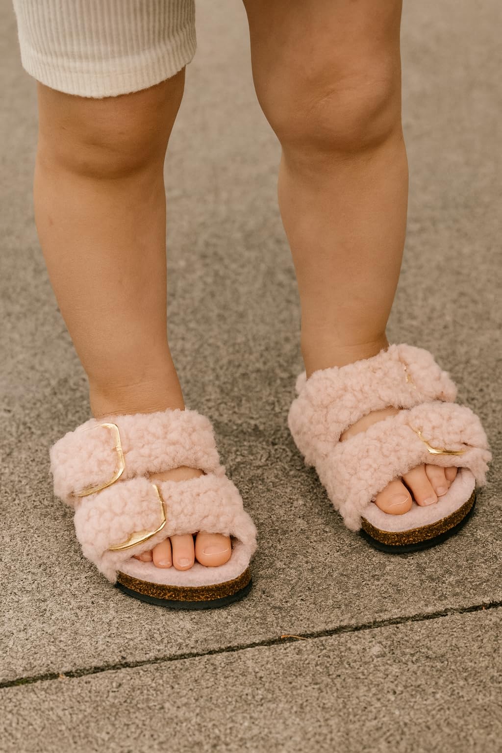 Project Cloud | "Little Santorini" Fur Kids Sandals with Adjustable Buckle | Water Resistant | ProjectPlush | Lightweight | Non-Slip