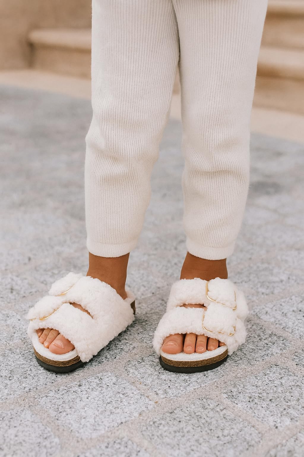 Project Cloud | "Little Santorini" Fur Kids Sandals with Adjustable Buckle | Water Resistant | ProjectPlush | Lightweight | Non-Slip