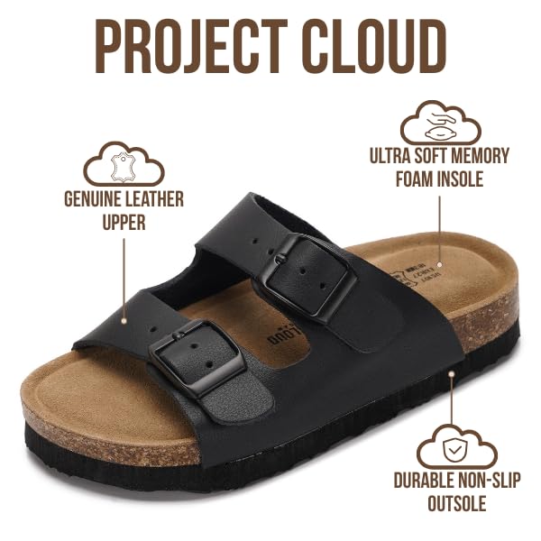 Project Cloud Kids | Genuine Leather Slides for Kids | Water Resistant | Lightweight | Non-Slip - Little Venita
