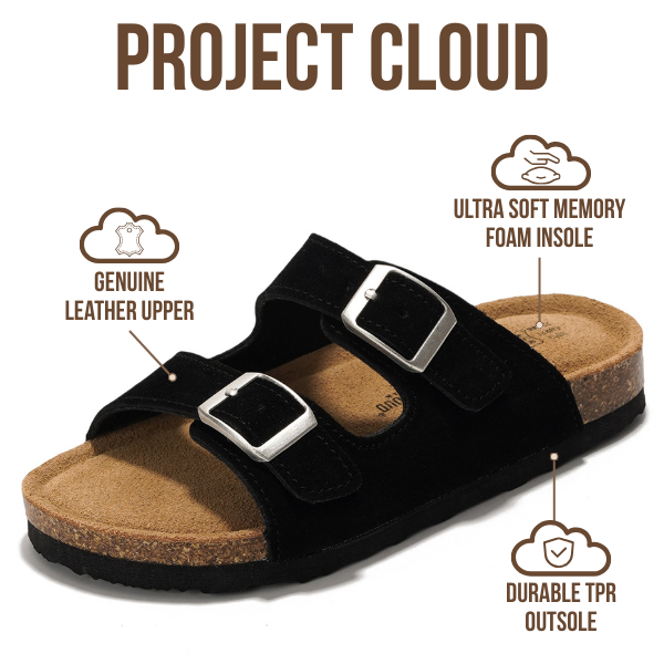 Project Cloud | "Little Venita" Slides for Kids| Genuine Leather | Water Resistant | ProjectPlush | Lightweight | Non-Slip