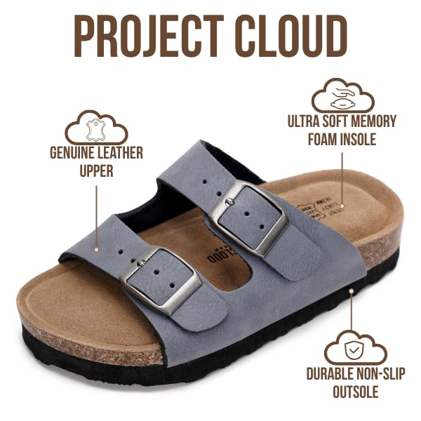 Project Cloud Kids | Genuine Leather Slides for Kids | Water Resistant | Lightweight | Non-Slip - Little Venita