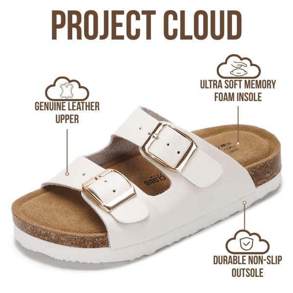 Project Cloud Kids | Genuine Leather Slides for Kids | Water Resistant | Lightweight | Non-Slip - Little Venita