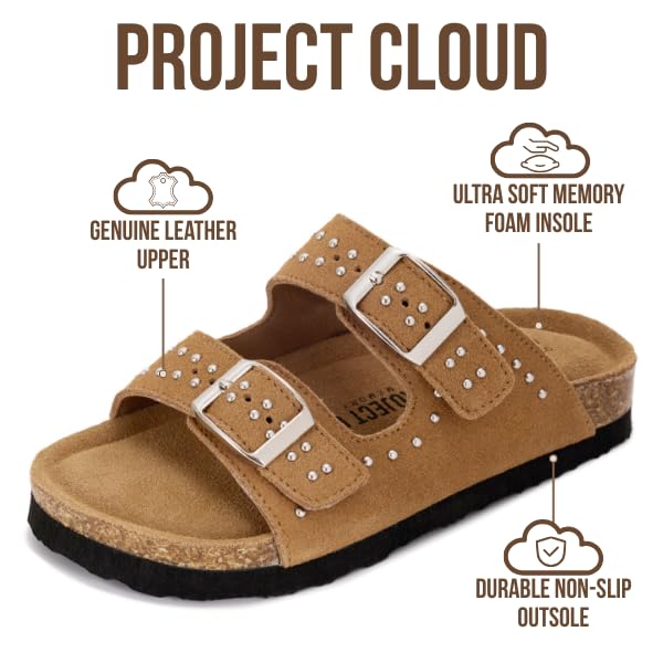 Project Cloud Kids | Genuine Leather Slides for Kids | Water Resistant | Lightweight | Non-Slip - Little Venita Studded - Project Cloud - Sandals -Shop Project Cloud premium footwear Now!