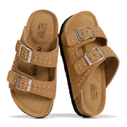 Project Cloud Kids | Genuine Leather Slides for Kids | Water Resistant | Lightweight | Non-Slip - Little Venita Studded - Project Cloud - Sandals -Shop Project Cloud premium footwear Now!