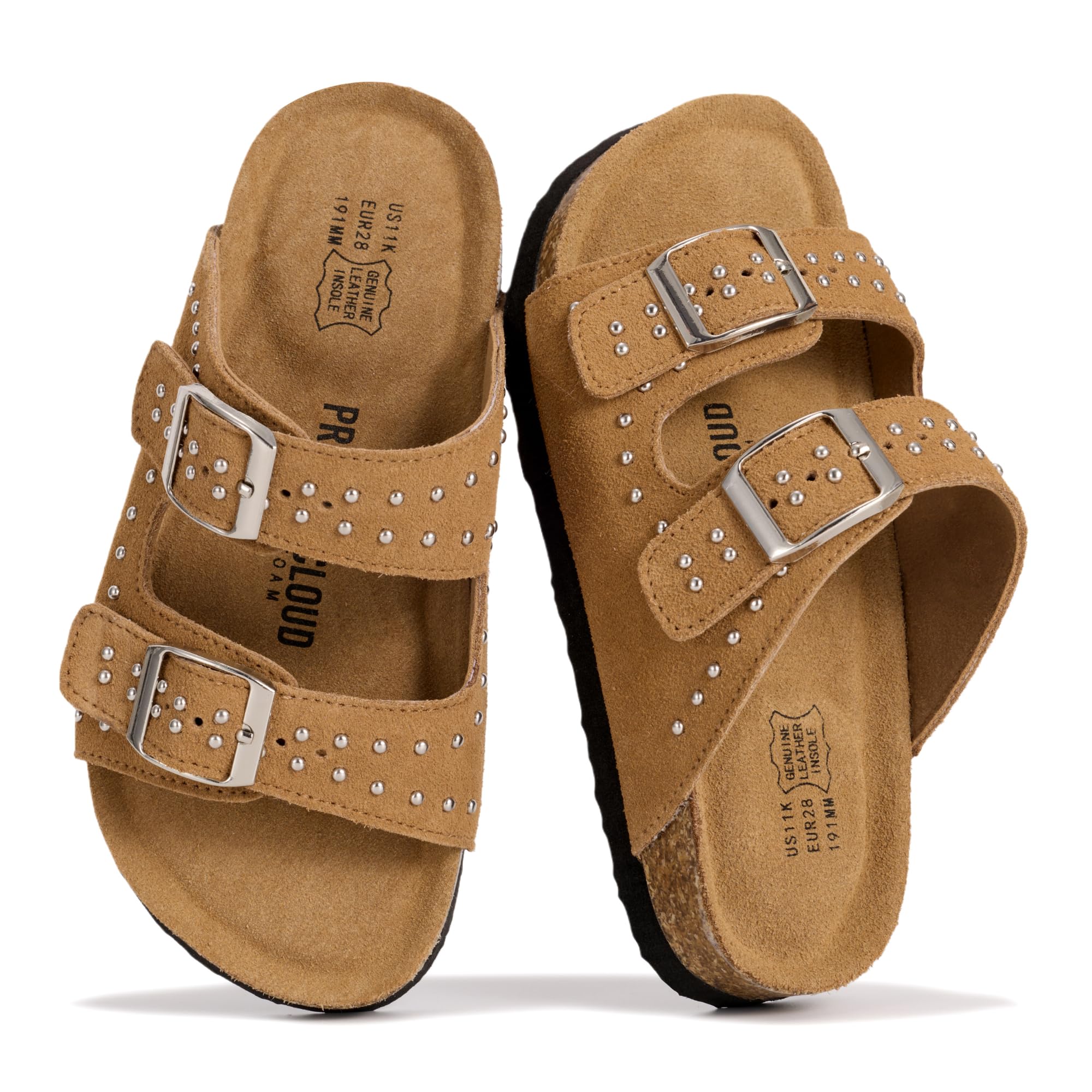 Project Cloud Kids | Genuine Leather Slides for Kids | Water Resistant | Lightweight | Non-Slip - Little Venita Studded - Project Cloud - Sandals -Shop Project Cloud premium footwear Now!