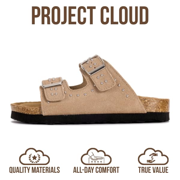Project Cloud Kids | Genuine Leather Slides for Kids | Water Resistant | Lightweight | Non-Slip - Little Venita Studded - Project Cloud - Sandals -Shop Project Cloud premium footwear Now!