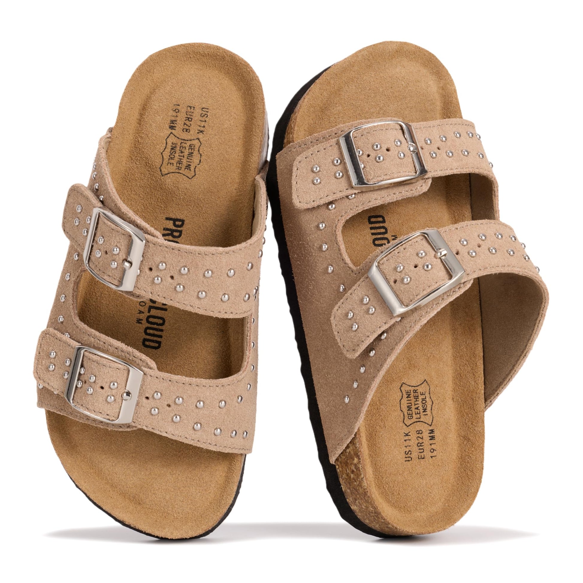 Project Cloud Kids | Genuine Leather Slides for Kids | Water Resistant | Lightweight | Non-Slip - Little Venita Studded - Project Cloud - Sandals -Shop Project Cloud premium footwear Now!