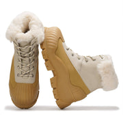 Project Cloud Lydia Winter Boots in beige and tan with faux fur lining and waterproof design