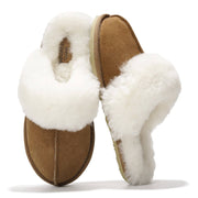 Lynsey slippers by Project Cloud, brown suede with white sheepskin lining and memory foam for maximum comfort