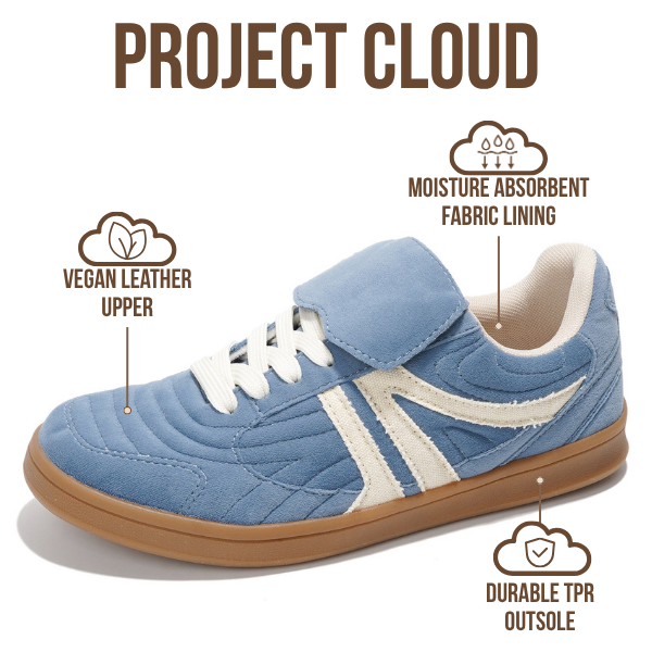 Project Cloud | "Madrid" 100% Vegan Leather Womens Sneakers | Memory Foam | Lightweight | Non-Slip
