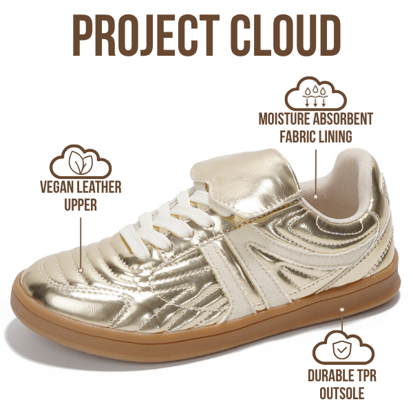 Project Cloud | "Madrid" 100% Vegan Leather Womens Sneakers | Memory Foam | Lightweight | Non-Slip