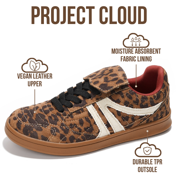 Project Cloud | "Madrid" 100% Vegan Leather Womens Sneakers | Memory Foam | Lightweight | Non-Slip