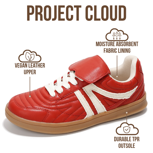 Project Cloud | "Madrid" 100% Vegan Leather Womens Sneakers | Memory Foam | Lightweight | Non-Slip