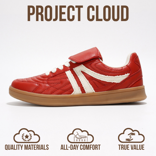 Project Cloud | "Madrid" 100% Vegan Leather Womens Sneakers | Memory Foam | Lightweight | Non-Slip