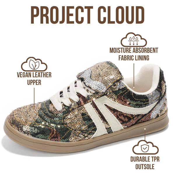 Project Cloud | "Madrid" 100% Vegan Leather Womens Sneakers | Memory Foam | Lightweight | Non-Slip
