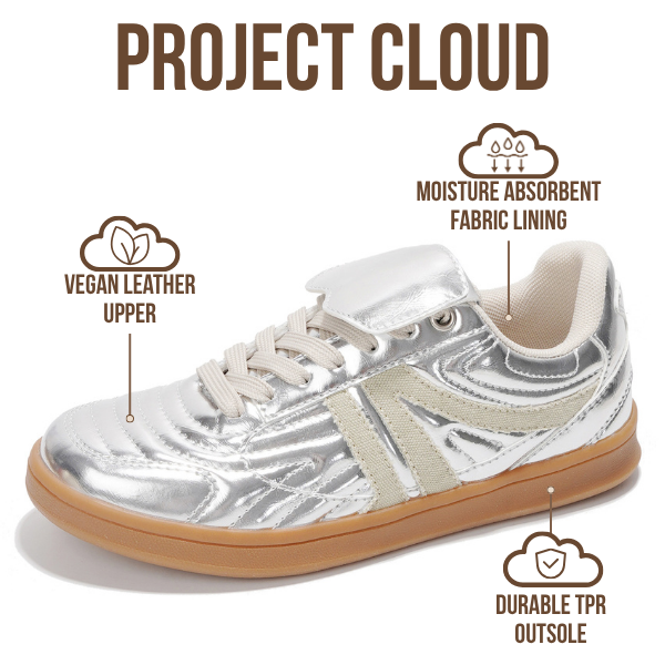 Project Cloud | "Madrid" 100% Vegan Leather Womens Sneakers | Memory Foam | Lightweight | Non-Slip