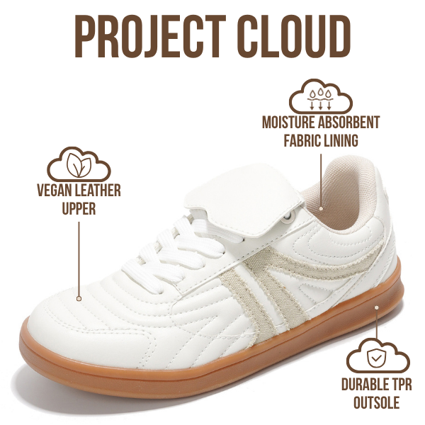 Project Cloud | "Madrid" 100% Vegan Leather Womens Sneakers | Memory Foam | Lightweight | Non-Slip