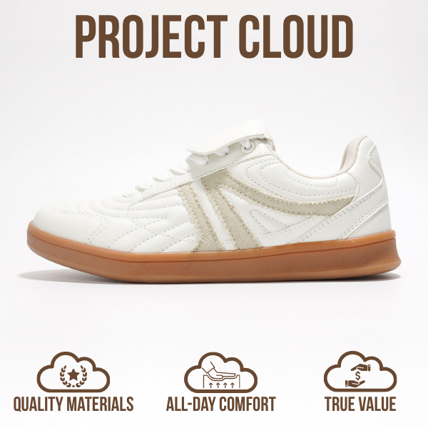Project Cloud | "Madrid" 100% Vegan Leather Womens Sneakers | Memory Foam | Lightweight | Non-Slip