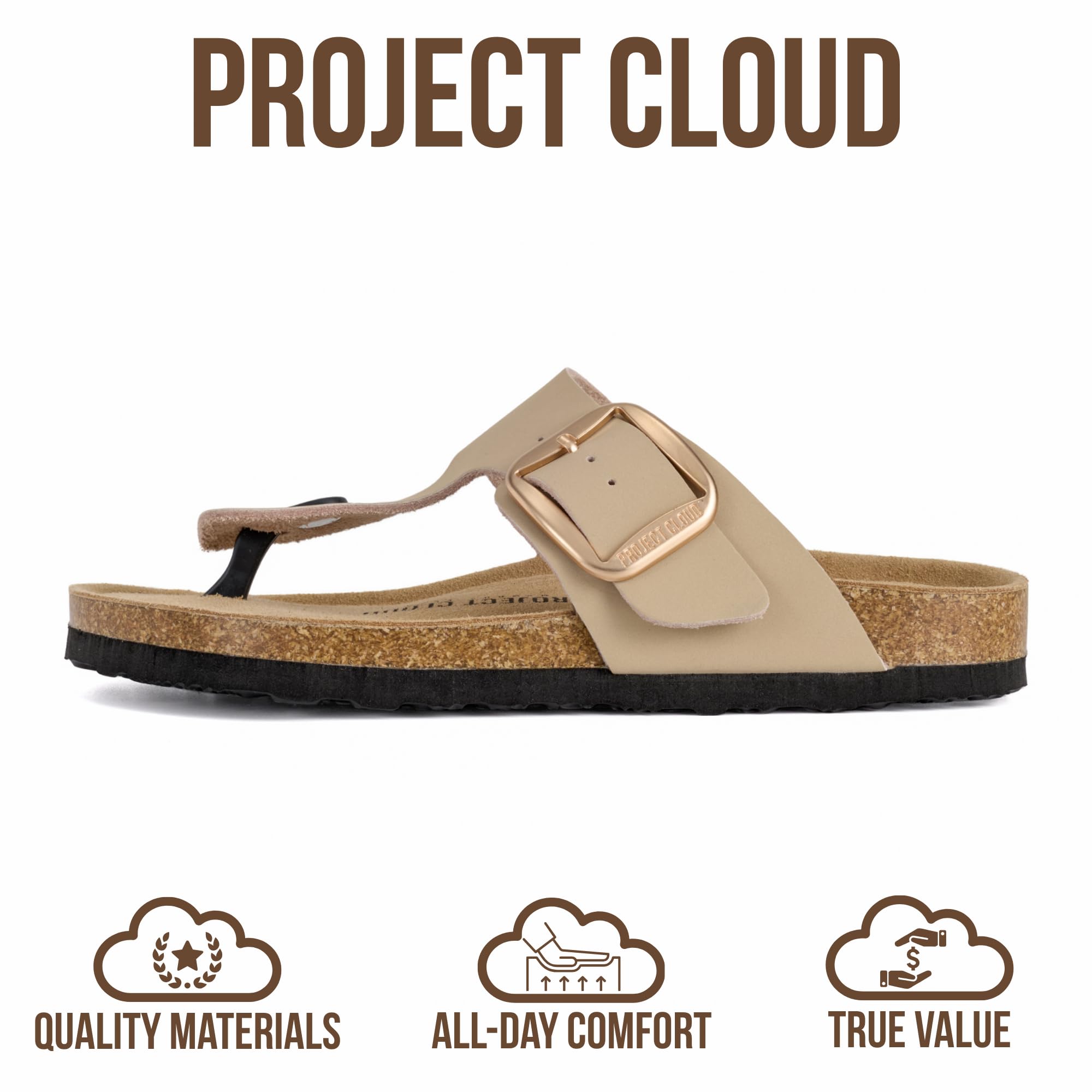 Project Cloud Women's | 100% Genuine Leather Thong Sandals | Water