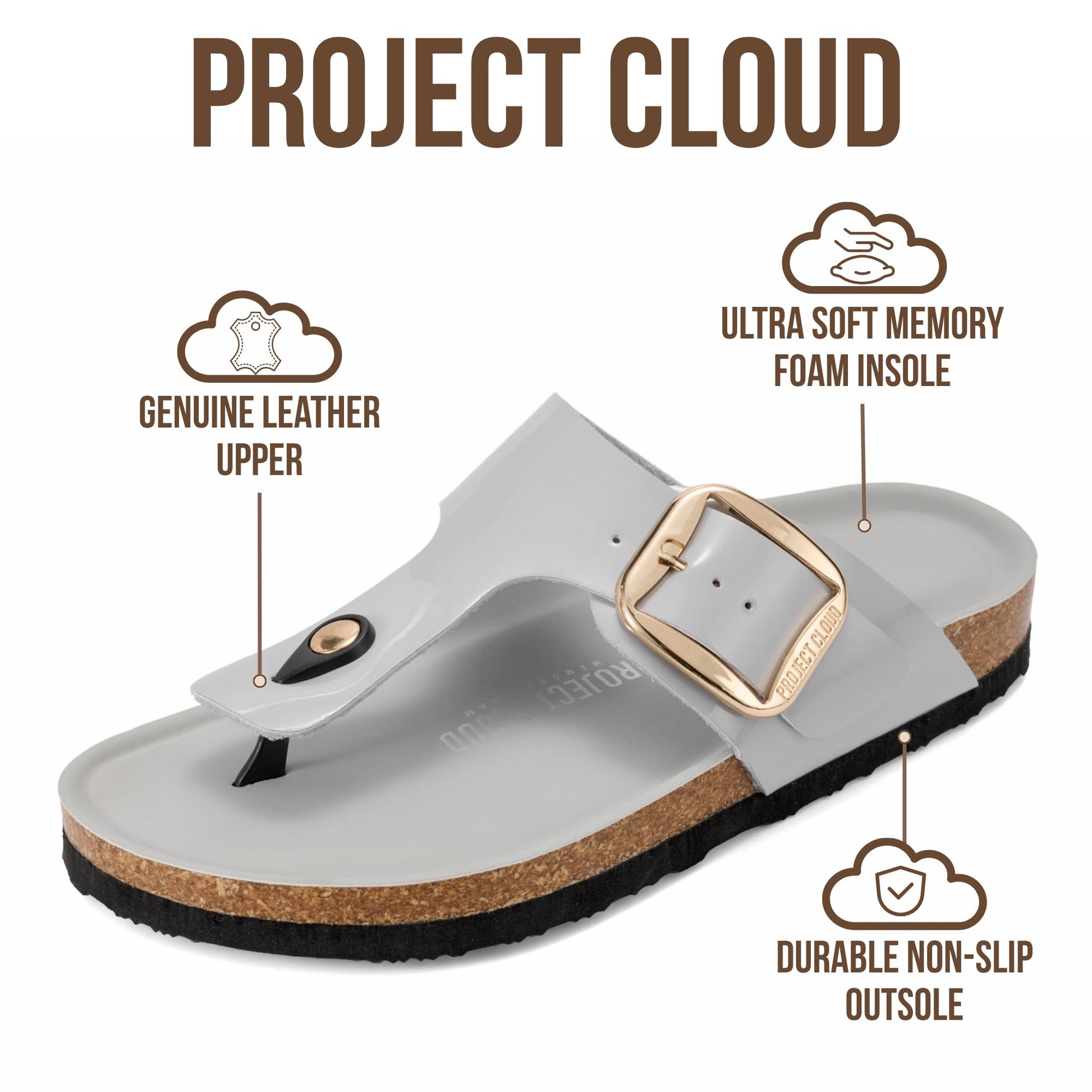 Project Cloud Women's | 100% Genuine Leather Thong Sandals | Memory Foam Insole | Lightweight | Non-Slip - Malaga - Project Cloud - Sandals -Shop Project Cloud premium footwear Now!