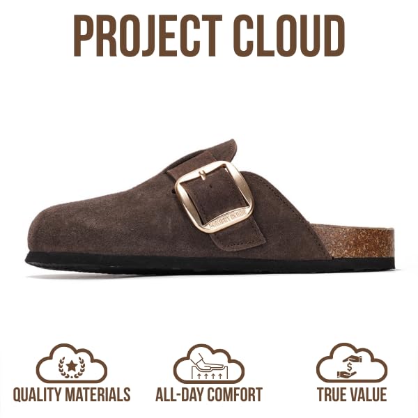 Zuecos Manchester de Project Cloud: espuma viscoelástica de ante y comodidad antideslizante 