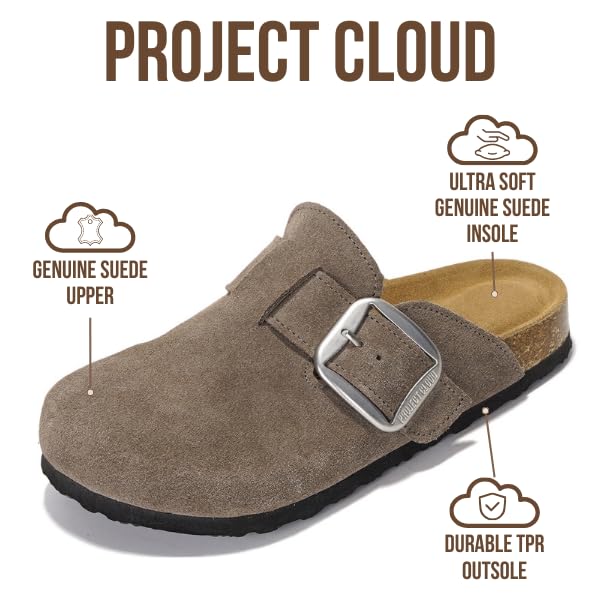 Zuecos Manchester de Project Cloud: espuma viscoelástica de ante y comodidad antideslizante 