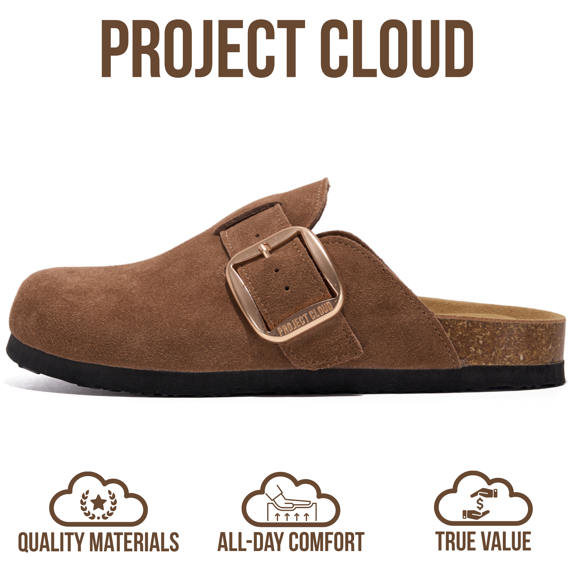 Project Cloud para mujer | Zuecos de cuero genuino | Espuma viscoelástica | Ligeros | Antideslizantes - Manchester
