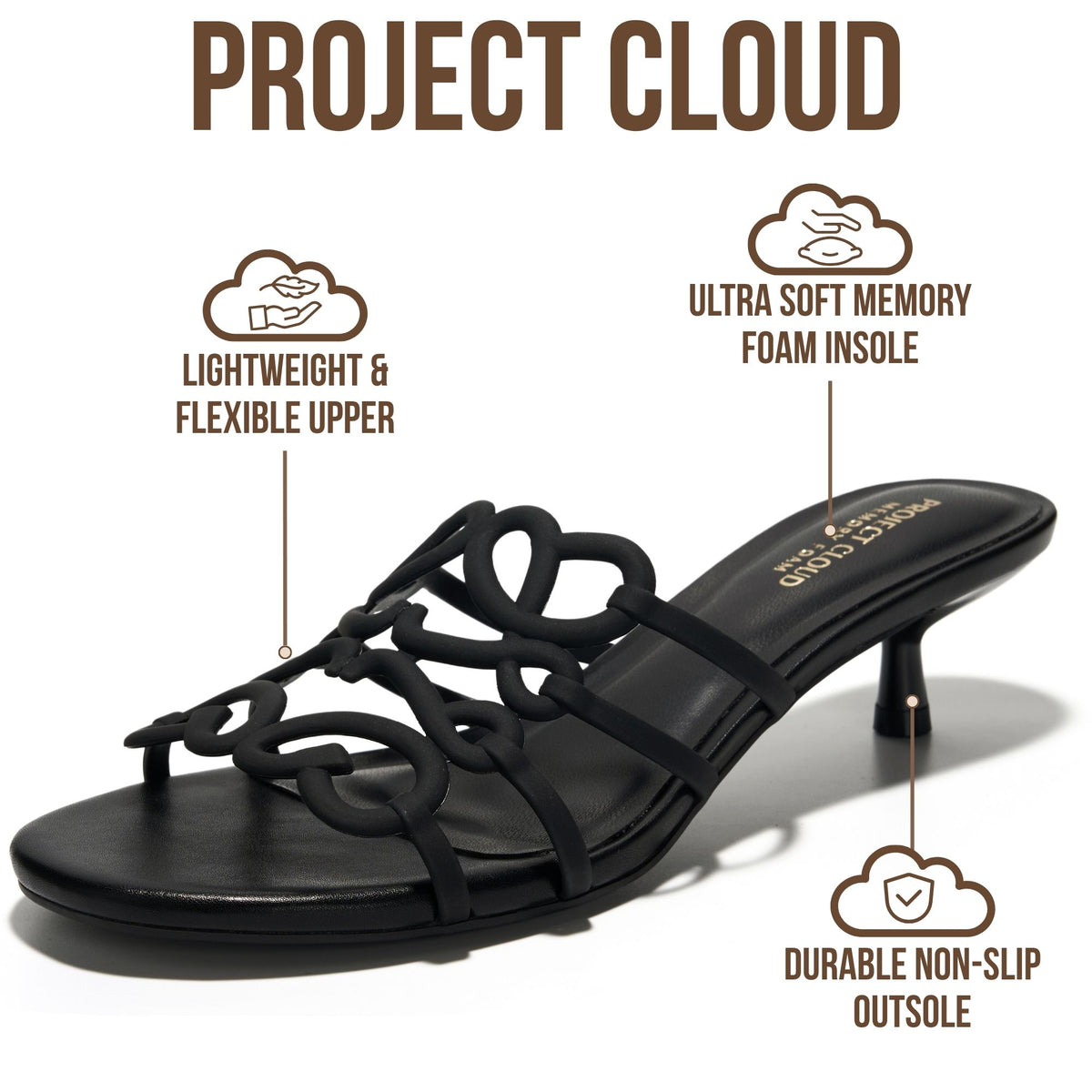 Project Cloud Women's | 1.8 inch Kitten Heels Sandals | Memory Foam Insole | Lightweight | Non-Slip - Mandala - Project Cloud - Sandals -Shop Project Cloud premium footwear Now!